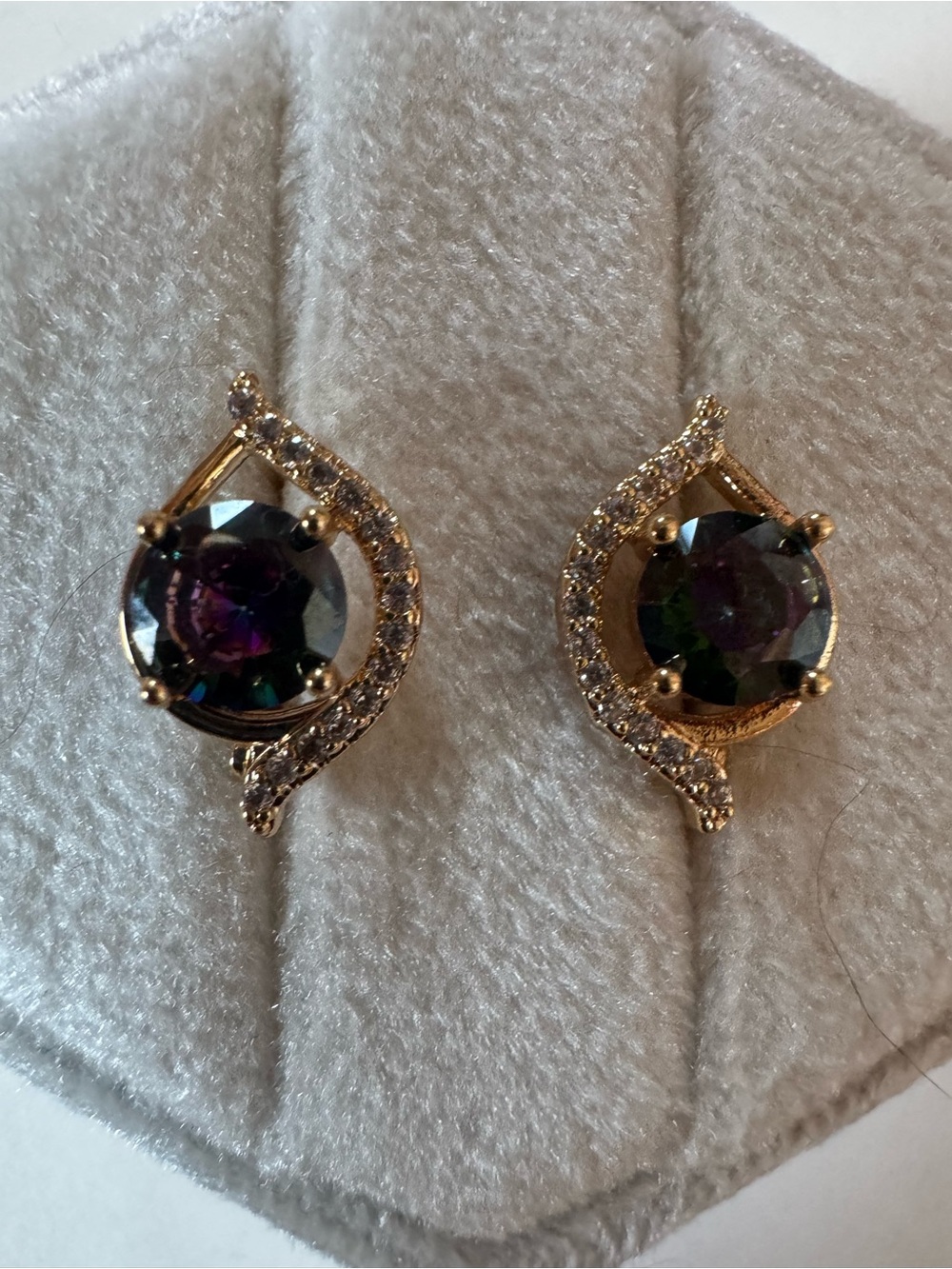 Gold Plated Color Changing Stone Earrings